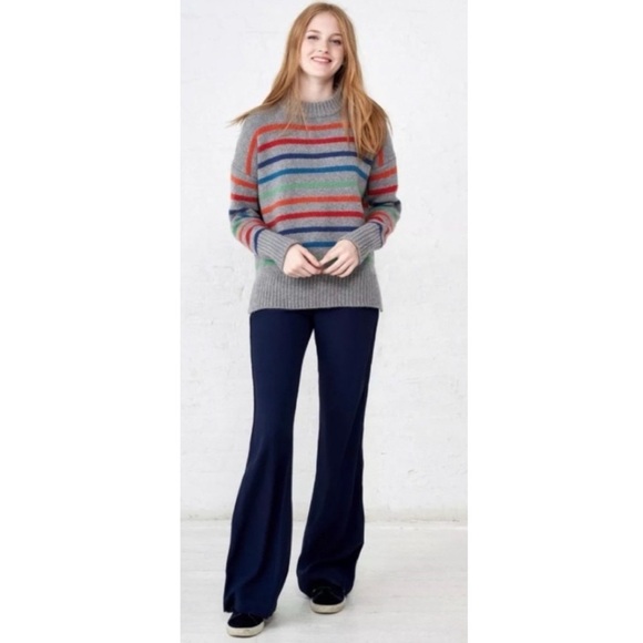 La Ligne Le Tuxedo Pant Navy Blue Rainbow Flare Classic Sporty Casual 8 NWT - Picture 3 of 13